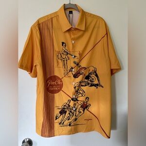 Yellow/tan men button down like 80s sport folder